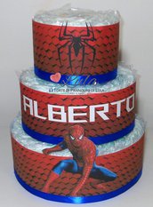 Torta di Pannolini Pampers SPIDERMAN supereroi idea regalo, nascita, battesimo, compleanno, baby shower