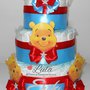 Torta di pannolini Pampers Winnie the Pooh maschio idea regalo nascita battesimo baby shower