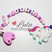 Catenella portaciuccio in silicone alimentare PERSONALIZZABILE CON NOME + massaggiagengive unicorno idea regalo nascita battesimo baby shower