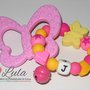 Gioco dentizione Massaggiagengive FARFALLA in silicone alimentare PERSONALIZZABILE CON INIZIALE idea regalo nascita battesimo baby shower