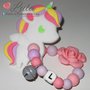 Gioco dentizione Massaggiagengive UNICORNO LITTLE PONY in silicone alimentare PERSONALIZZABILE CON INIZIALE idea regalo nascita battesimo baby shower