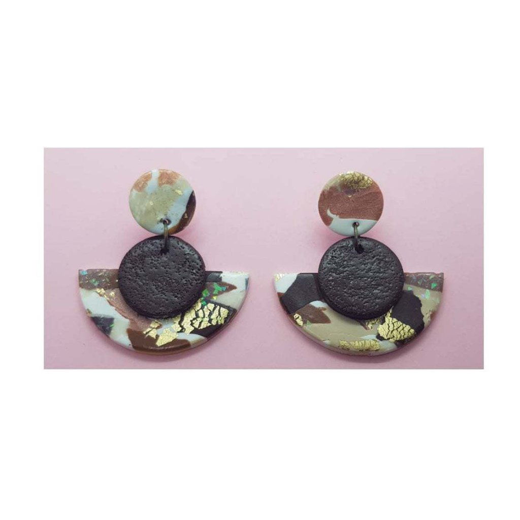 Happiness Boutique Set Bijoux Oro Rosa 2 pezzi | Delicata Collana Pendente e Orecchini a Perno Tondi Color Nero : Happiness Boutique