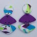 Orecchini viola verde celeste colorati retro fimo triangolo pasta polimerica 6