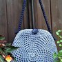 Borsa in fettuccia lurex/cotone/lycra nuova crochet natura made in Italy Lapislazzuli