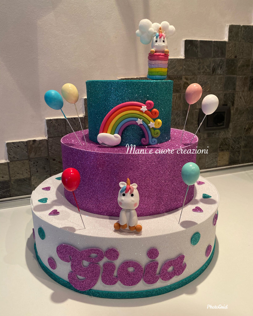 Torta Unicorno ❤️Compleanno Gioia ❤️ - Cake design - Cake topper 