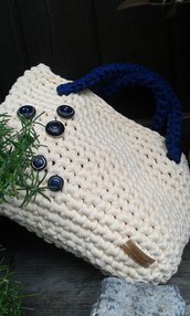 Borsa fettuccia cotone lycra crochet handmade Italy Nuvola