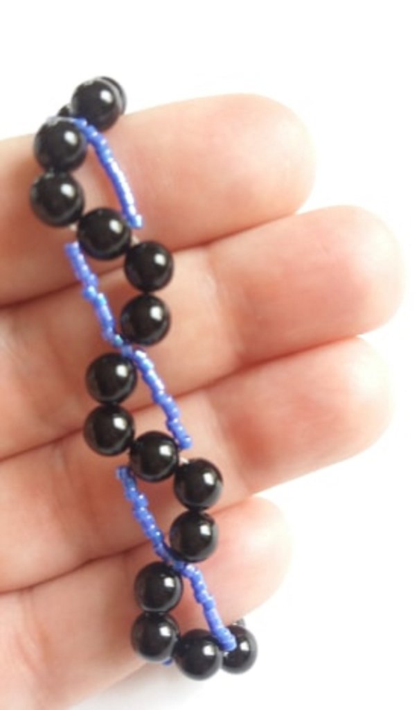 Bracciale Multistrato Donna Con Perle Di Vetro Nero E Cristallo - Regalo Elegante