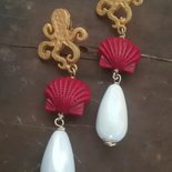 Ksikdeg Vassoio per gioielli in ceramica ispirato a conchiglie costiere per anelli e orecchini, chiave decorativa a tema spiaggia