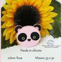 Inserto in silicone alimentare per catenelle portaciuccio *Testa panda* -ROSA-