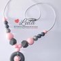 Collana allattamento rosa grigio dentizione massaggiagengive bijoux neomamma idea regalo nascita battesimo baby shower