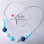 Collana allattamento bianco blu azzurro perlato dentizione massaggiagengive bijoux neomamma idea regalo nascita battesimo baby shower