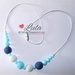 Collana allattamento bianco blu azzurro perlato dentizione massaggiagengive bijoux neomamma idea regalo nascita battesimo baby shower