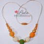 Collana allattamento oro arancione beige verde dentizione massaggiagengive bijoux neomamma idea regalo nascita battesimo baby shower