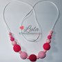 Collana allattamento rosa fucsia dentizione massaggiagengive bijoux neomamma idea regalo nascita battesimo baby shower