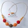 Collana allattamento oro arancione rosso dentizione massaggiagengive bijoux neomamma idea regalo nascita battesimo baby shower