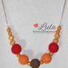 Collana allattamento oro arancione rosso dentizione massaggiagengive bijoux neomamma idea regalo nascita battesimo baby shower