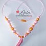 Collana allattamento oro piuma rosa dentizione massaggiagengive bijoux neomamma idea regalo nascita battesimo baby shower