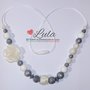 Collana allattamento grigio argento rosa bianco perla dentizione massaggiagengive bijoux neomamma idea regalo nascita battesimo baby shower