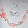 Collana allattamento rosa bianco perla dentizione massaggiagengive bijoux neomamma idea regalo nascita battesimo baby shower