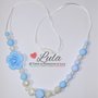 Collana allattamento rosa celeste bianco perla dentizione massaggiagengive bijoux neomamma idea regalo nascita battesimo baby shower