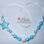 Collana allattamento stella bianco azzurro perla dentizione massaggiagengive bijoux neomamma idea regalo nascita battesimo baby shower