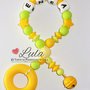 Gioco dentizione Massaggiagengive giallo limone in silicone alimentare PERSONALIZZABILE CON NOME + campanella idea regalo nascita battesimo baby shower