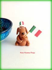 Decorazione con cane bassotto patriottico con la bandiera italiana, idea regalo per amanti dei cani bassotti
