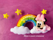 Fiocco nascita Minnie su arcobaleno Personalizzato