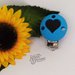 Clip in silicone alimentare certificato -Tonda azzurra con cuore blu-