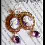 PURPLE CAMMEO EARRINGS-ORECCHINI VINTAGE/VITTORIANI CON CAMMEO DAMA