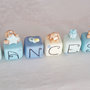Cake topper cubi con cagnolini in scala di blu 9 cubi 9 lettere francesco primo compleanno