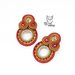 Orecchini soutache a lobo rosso e cammello con chaton swarovski 