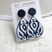 Azulejo mod.4 orecchini pendenti in fimo effetto ceramica motivo bianco e blu geometrico _103_