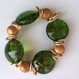 Braccialetto bracciale donna perle oro 14KGF regolabile conchiglia bracelet