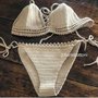 Bikini in cotone uncinetto color grigio perla