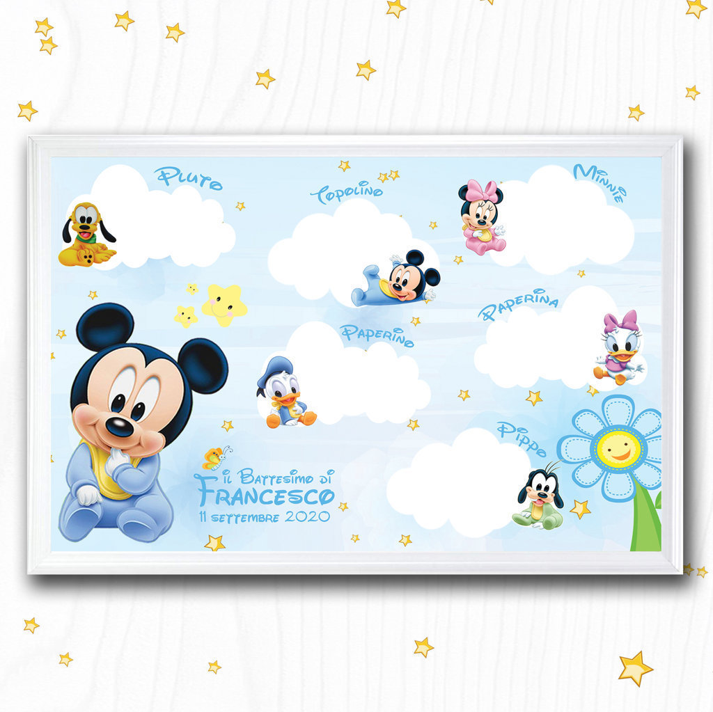 Tableau Topolino Battesimo Nascita Compleanno Personalizzato Comple Su Misshobby