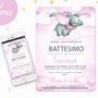 Invito digitale dumbo elefantino battesimo compleanno nascita personalizzato