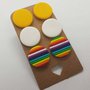 3 paia orecchini borchiette bottoncini bottoni arcobaleno colorati fimo rotondo pasta polimerica 