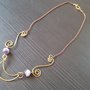 Collana wire in ottone luna con ametiste