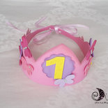 Corona compleanno per bimba rosa con farfalle numero personalizzato regolabile