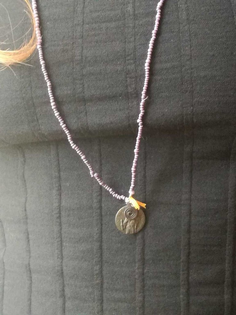 Avalaya Collana in corda di cotone nero con perline di legno marrone/lunghezza 64 cm