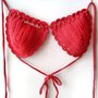 Reggiseno bikini a triangolino colore rosso lavorato all'uncinetto