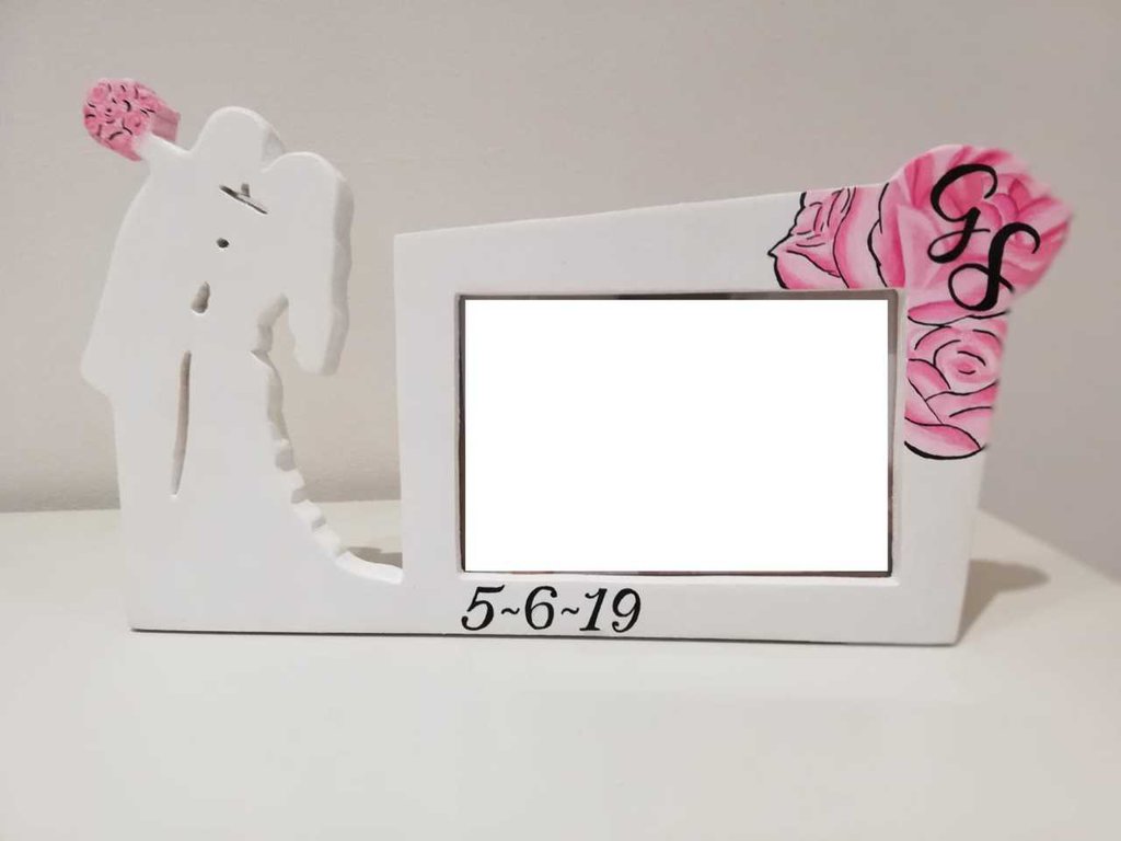 ReWu Cornice portafoto con cuori in legno scrivibili, libro degli ospiti