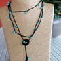 Collana rosario nera con perline azzurro Tiffany