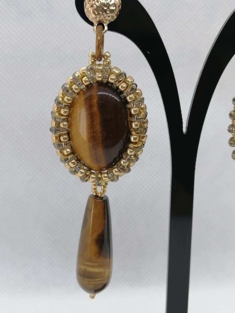 Orecchini Boho con occhio di tigre, gioielli in argento sterling con cristalli delicati per le donne - Italia