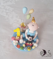 Cake topper primo compleanno bimbo con topolino personalizzabile