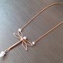 Collana wire in rame libellula con ametiste