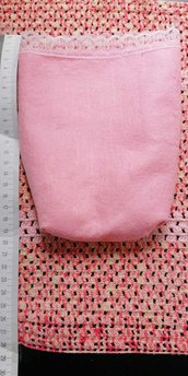 Sacchetto porta confetti maxi rosa con merletto 3 pezzi in offerta