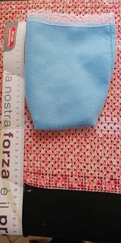 Sacchetto porta confetti maxi azzurro con merletto 3 pezzi in offerta