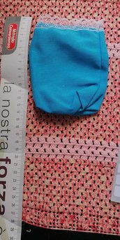 Sacchetto medio porta confetti turchese con merletto 8 pezzi in offerta